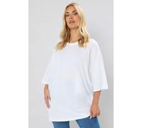 Yours Curve Essential Cotton Oversized Boxy Soft Stretch Short Sleeve Scoop Neck Tee T-Shirt - Women's - Plus Size