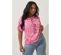 Yours Limited Collection Curve Paisley Bow Tie Front Blouse - Women's - Plus Size Curve Pink