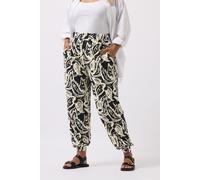 Yours Curve Paisley Cuffed Harem Trousers - Women's - Plus Size Curve Black