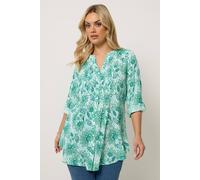 Yours Curve Paisley Pintuck Blouse - Women's - Plus Size Curve Green