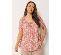 Yours Women's Paisley Pintuck Swing Blouse in Pink | Size: 14 Yours Pink 14