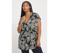 Yours Women's Paisley Pleat Front Top in Black | Size: 26-28 Yours Black 26-28