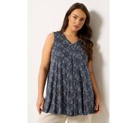 Yours Women's Paisley Pleat Vest Top in Dark Navy | Size: 22/24