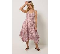 Yours Women's Paisley Print Hanky Hem Dress in Light Pink | Size: 30-32 Yours Light Pink 30-32