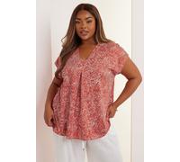 Yours Curve Paisley Print Pleat Front Top - Women's - Plus Size Curve Orange