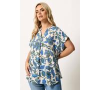 Yours Curve Paisley Print Pleated Blouse - Women's - Plus Size Curve Blue