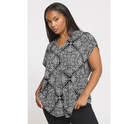 Yours Paisley Print Pleated Top In Black Black 22-24