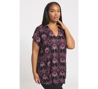 Yours Curve Black Paisley Print Pleated Top - Women's - Plus Size Curve