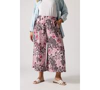 Yours Women's Paisley Print Textured Cropped Trousers in Pink | Size: 22-24 Yours Pink 22-24