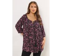 Yours Curve Paisley Print Tie Front Top - Women's - Plus Size Curve Pink