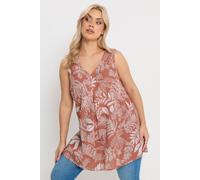 Yours Curve Rust Orange Palm Leaf Linen Vest Top - Women's - Plus Size Curve