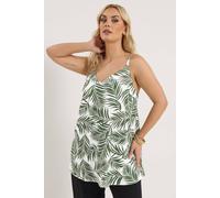 Yours Curve Sage Palm Leaf Linen Vest Top - Women's - Plus Size Curve Green