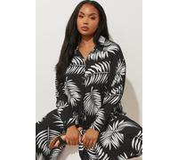 Yours Women's Palm Print Crinkle Shirt in Black | Size: 14 Yours Black 14