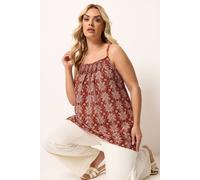 Yours Women's Palm Tree Pleated Cami Top in Burnt Orange | Size: 14 Yours Burnt Orange 14