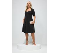 Yours London Curve Panel Skater Dress - Women's - Plus Size Curve Black