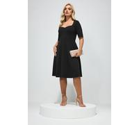 Yours Women's Panel Skater Dress in Black | Size: 30-32 Yours Black 30-32