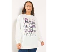 Yours Curve 'Paris Flower Market' Floral Sweatshirt - Women's - Plus Size Curve White