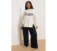 Yours Women's 'Paris' Heart Sweatshirt in Cream | Size: 18 Yours Cream 18