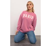 Yours Women's 'Paris' Slogan Sweatshirt in Pink | Size: 18 Yours Pink 18
