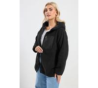 Yours Curve Pocket Teddy Fleece Jacket - Women's - Plus Size Curve Black