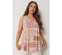 Yours Curve Purple Patchwork Ribbed Vest Top - Women's - Plus Size Curve