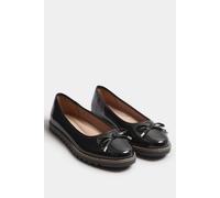 Yours Women's Patent Ballet Pumps In Wide Fit Flat in Black | Size: 7EEE