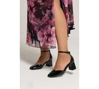 Yours Women's Patent Block Mary Jane Heels in Black | Size: 6EEE Yours Black 6EEE