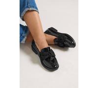 Yours Women's Patent Bow Loafers In Wide E Fit in Black | Size: 7EEE