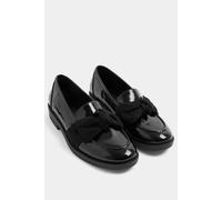Yours Women's Patent Bow Loafers In Wide E Fit in Black | Size: 9E