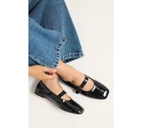 Yours Women's Patent Buckle Detail Mary Jane Flats In Wide E Fit in Black | Size: 7EEE Yours Black 7EEE
