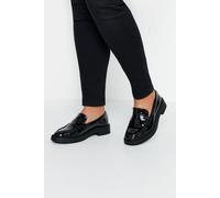 Patent Chunky Loafers In Wide Fit Yours Black 5EEE