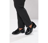 Yours Women's Patent Heeled Tassel Loafers in Black | Size: 7EEE Yours Black 7EEE