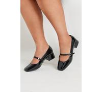 Yours Women's Patent Mary Jane Block Heels in Black | Size: 5EEE Yours Black 5EEE