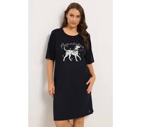 Yours Women's 'Paws & Unwind' Dalmatian Nightdress in Black | Size: 34/36