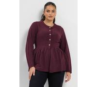 Yours Peplum Cardigan In Burgundy Burgundy