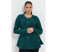 Yours Women's Peplum Knitted Cardigan Sweater in Dark Green | Size: 26/28