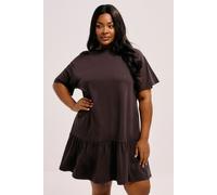 Yours Women's Peplum Mini Dress in Brown | Size: 16 Yours Brown 16