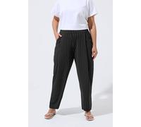 Yours Women's Pinstripe Barrel Trousers in Black | Size: 18 Yours Black 18