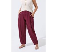 Yours Women's Pinstripe Barrel Trousers in Burgundy | Size: 18
