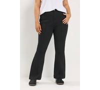 Yours Women's Pintuck Flared Denim Jeans in Black | Size: 26S