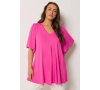 Yours Women's Pleat Front Top in Bright Pink | Size: 20 Yours Bright Pink 20