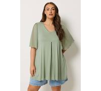 Yours Curve Sage Green Pleat Front Top - Women's - Plus Size Curve