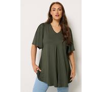 Yours Women's Pleat Front Top in Olive | Size: 18