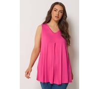 Yours Women's Pleat Front Vest Top in Bright Pink | Size: 26-28 Yours Bright Pink 26-28