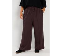 Yours Women's Pleat Wide Leg Trousers in Brown | Size: 26/28S