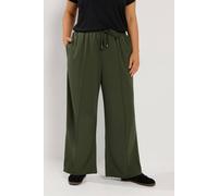 Yours Women's Pleat Wide Leg Trousers in Green | Size: 16S
