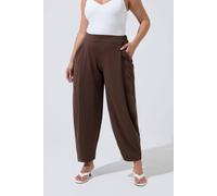 Yours Women's Pleated Barrel Leg Trousers in Chocolate | Size: 18 Yours Chocolate 18