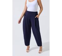 Yours Women's Pleated Barrel Leg Trousers in Dark Navy | Size: 16