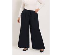 Yours Women's Pleated Drawstring Trousers in Black | Size: 30-32S Yours Black 30-32S