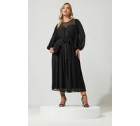 Yours Women's Pleated Maxi Dress in Black | Size: 14